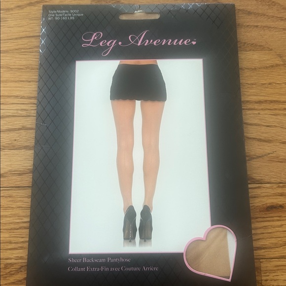 New in package Leg Avenue Sheer Tan Back Seam Pantyhose - Picture 3 of 7